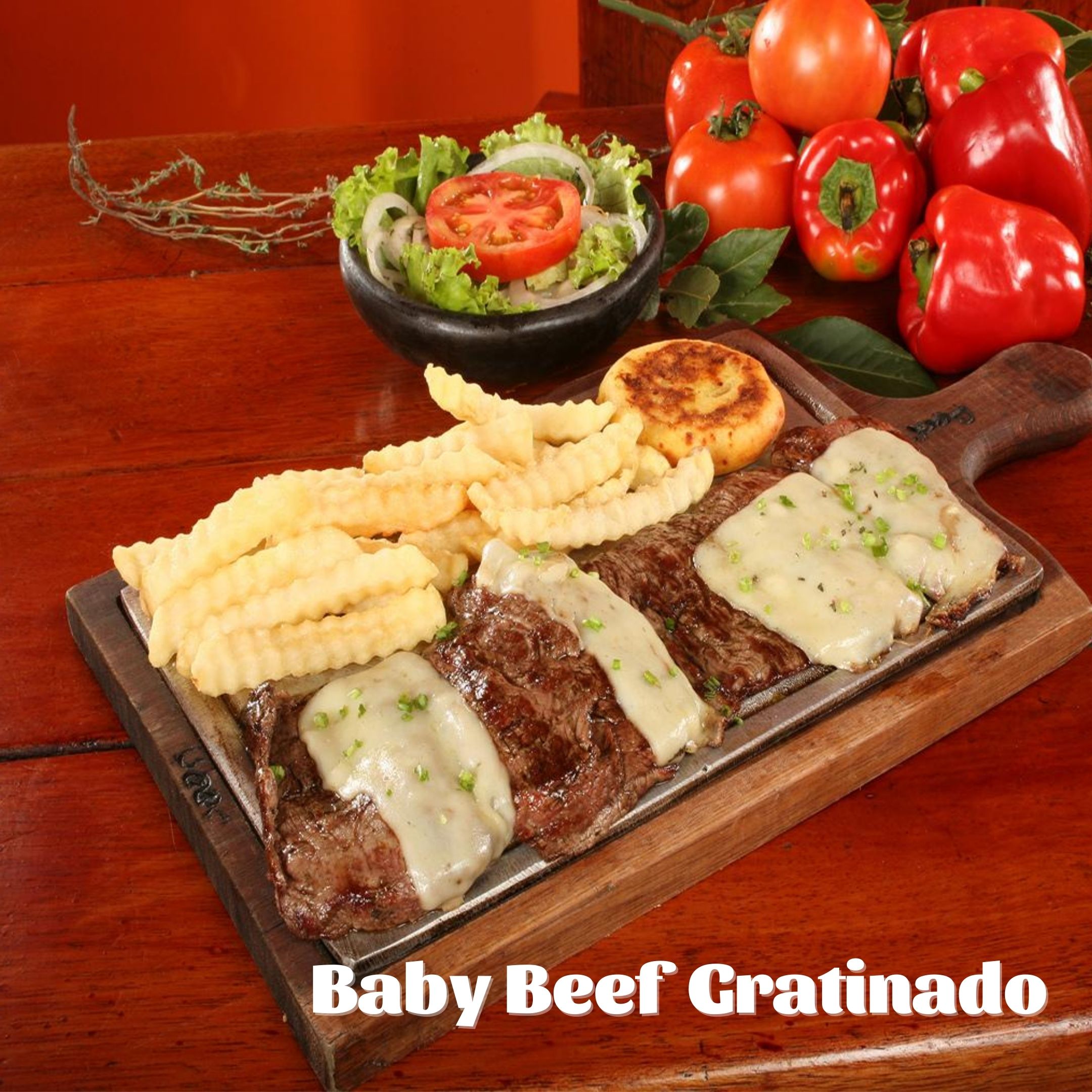 Baby beef gratinado